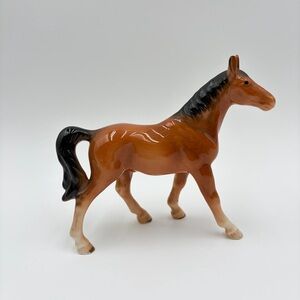 Vintage Ceramic Animal Brown Chestnut Horse Figurine Japan Mid Century